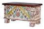 GINER Y COLOMER Bâûl coffre de rangement en bois de manguier couleur noyer, style ethnique avec détails en bronze, ouverture supérieure - 80x40x45 cm